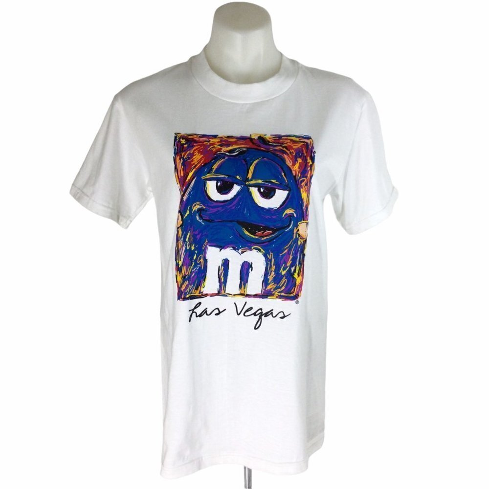 Vtg M&M Blue Candy Face All Over Print Las Vegas